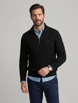 Knitted sweater with half zip Black