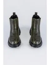 Botins Chelsea de couro Verde Khaki