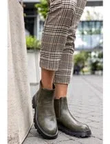 Botins Chelsea de couro Verde Khaki