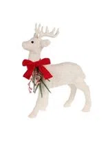 Christmas Decoration - Standing Reindeer with LED Lights and White Fabric 30x30x12cm