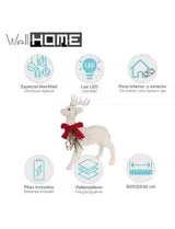 Christmas Decoration - Standing Reindeer with LED Lights and White Fabric 30x30x12cm