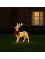Christmas Decoration - Standing Reindeer with LED Lights and White Fabric 30x30x12cm