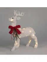 Christmas Decoration - Standing Reindeer with LED Lights and White Fabric 30x30x12cm