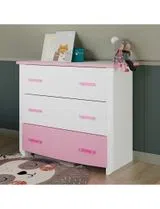 Cómoda Biotiful Branco e Rosa 79x45x45cm