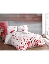 Conjunto de Roupa de Cama Casal 240x220cm com Estampa de Corações