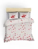 Conjunto de Roupa de Cama Casal 240x220cm com Estampa de Corações
