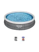 Round Rattan Inflatable Pool 366x76cm Grey