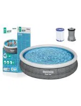 Round Rattan Inflatable Pool 366x76cm Grey
