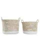 Ensemble de 2 Paniers Beige et Blanc