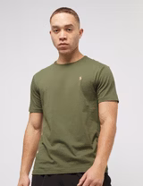 T-Shirt Slim Fit Verde Logotipo Laranja