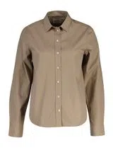 Camisa de popelina clásica corte regular Beige