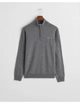 Jersey de Lana Fina con Medio Cierre Gris