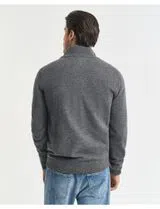 Jersey de Lana Fina con Medio Cierre Gris