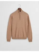 Fine Wool Sweater Half-Zip Beige