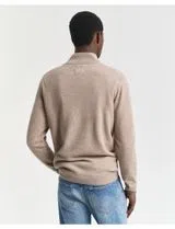 Fine Wool Sweater Half-Zip Beige