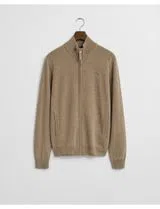 Fine Wool Cardigan with Beige Zip