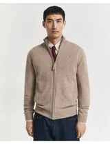 Fine Wool Cardigan with Beige Zip