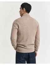 Fine Wool Cardigan with Beige Zip