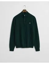 Camisola em lã fina meio fecho Verde