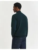 Camisola em lã fina meio fecho Verde