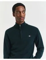 Camisola em lã fina meio fecho Verde