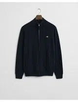 Fine wool cardigan with blue zip