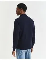 Fine wool cardigan with blue zip