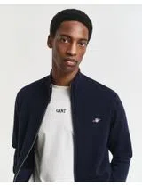 Fine wool cardigan with blue zip