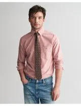 Camisa de manga comprida clássica oxford Vermelho