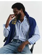 Classic Reg Stripe Poplin Shirt Blue