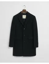 Classic Black Wool Overcoat
