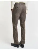 Pantalons de costume en flanelle Herringbone Marron