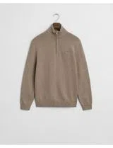 Pull en maille avec demi-fermeture Éclair Beige