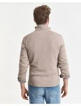 Pull en maille avec demi-fermeture Éclair Beige