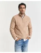 Pull en Laine Beige à Demi Fermeture Éclair