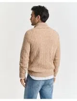 Pull en Laine Beige à Demi Fermeture Éclair