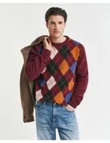 Red Argyle Knit Sweater