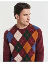 Red Argyle Knit Sweater