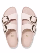 Sandálias Arizona Big Buckle Leather Patent Rosa Estreito