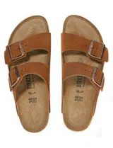 Sandálias Arizona Suede Leather Castanho Estreito