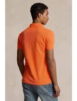 Pólo Slim Fit Laranja Logotipo Verde