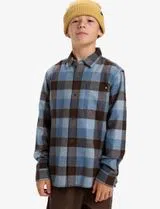 Camisa de mana comprida Motherfly Plaid Preto Kids