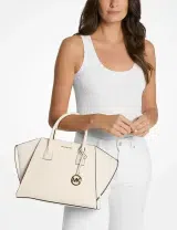  Avril Leather Satchel Cream