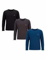 Pack 3 Camisolas Interiores Preto-Cinzento-Azul