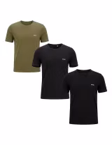 Pack 3 T-Shirts Interiores Cinzento-Verde-Preto