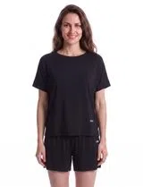 Pijama de manga curta Preto