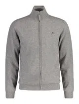 Fine Wool Cardigan with Zipper Grey