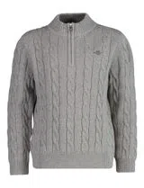 Grey Half-Zip Knit Sweater