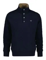 Quilted sweatshirt with corduroy collar Blue
