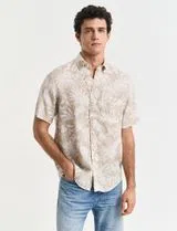 Reg Botanical Linen Print Beige Shirt